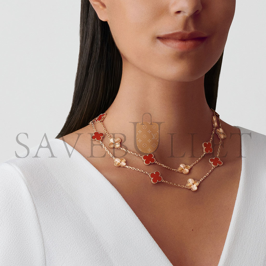 V*N CL*F arpels vintage alhambra long necklace, 20 motifs vcarp7ro00
